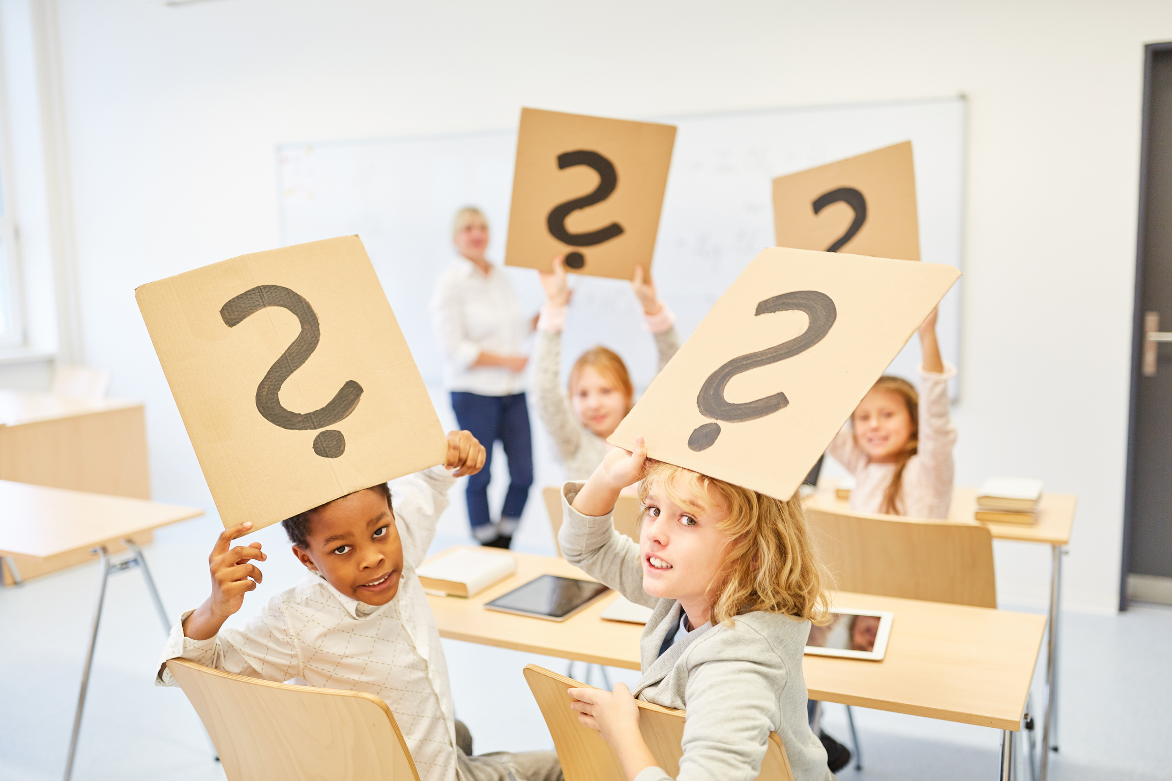 Children in Elementary School Keep Question Mark
